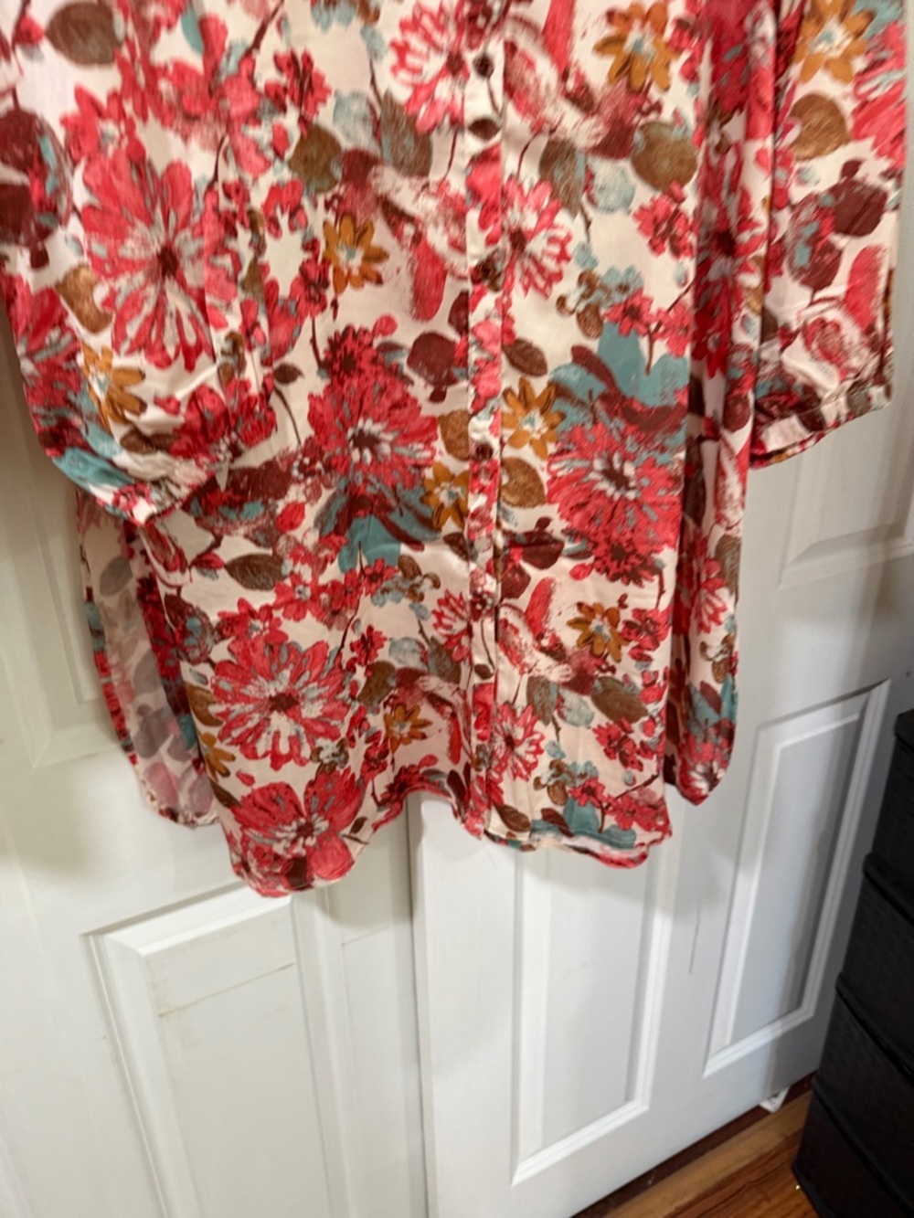 Floral Button-Up Tunic and Pants Set in Coral Floral - Picture 11 of 11